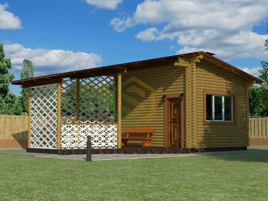 Баня барбекю под одной крышей 6х5