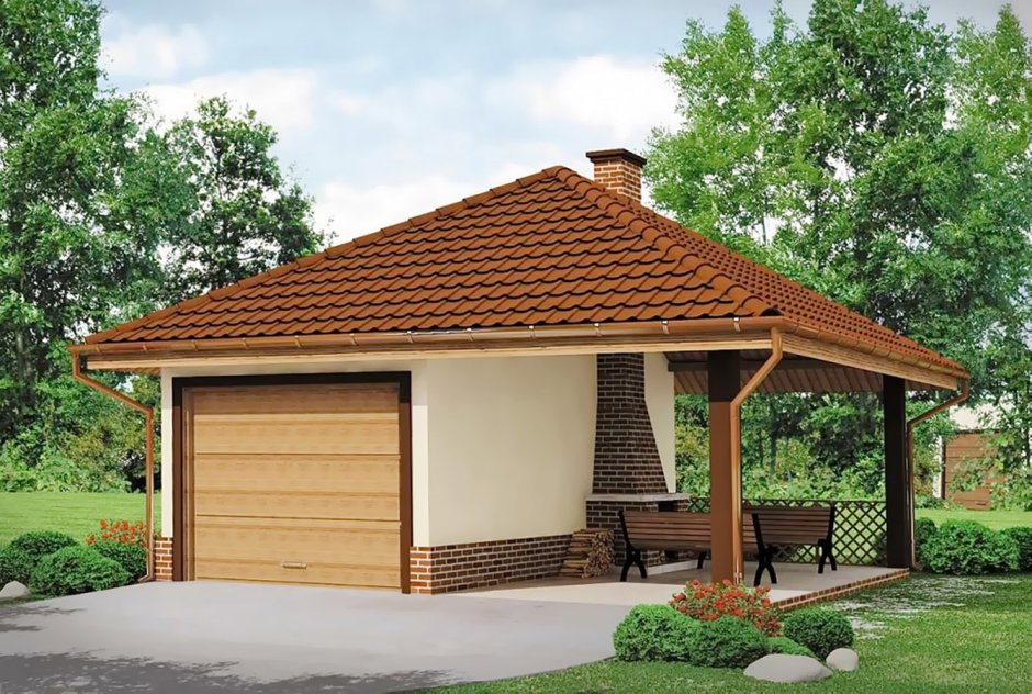 Сарай с вальмовой крышей