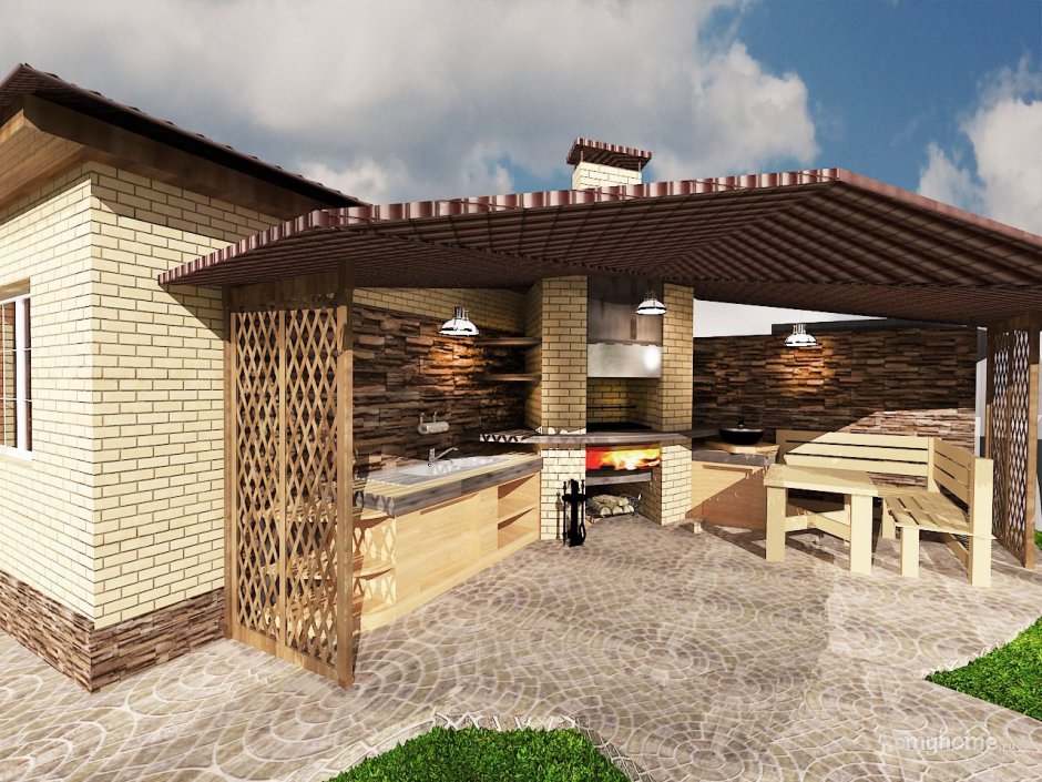 Домик с мангальной зоной