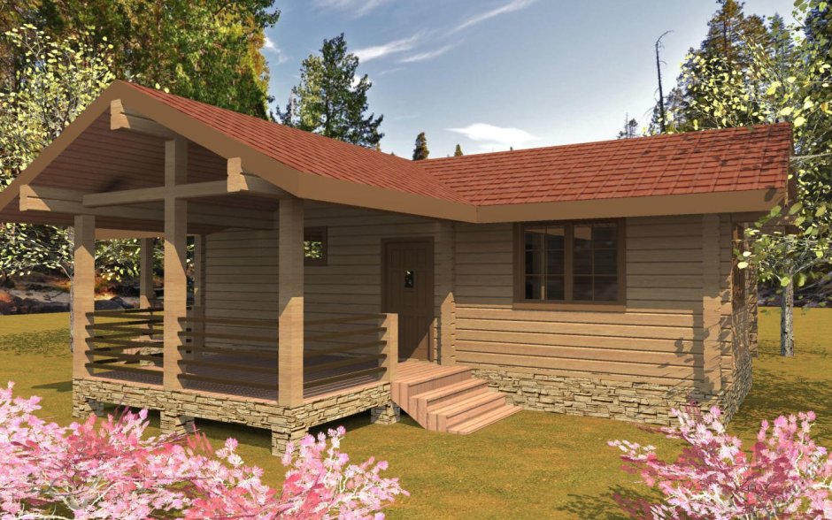 Баня с верандой под одной крышей 6на5