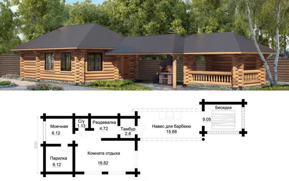 Баня с беседкой и мангальной зоной проекты