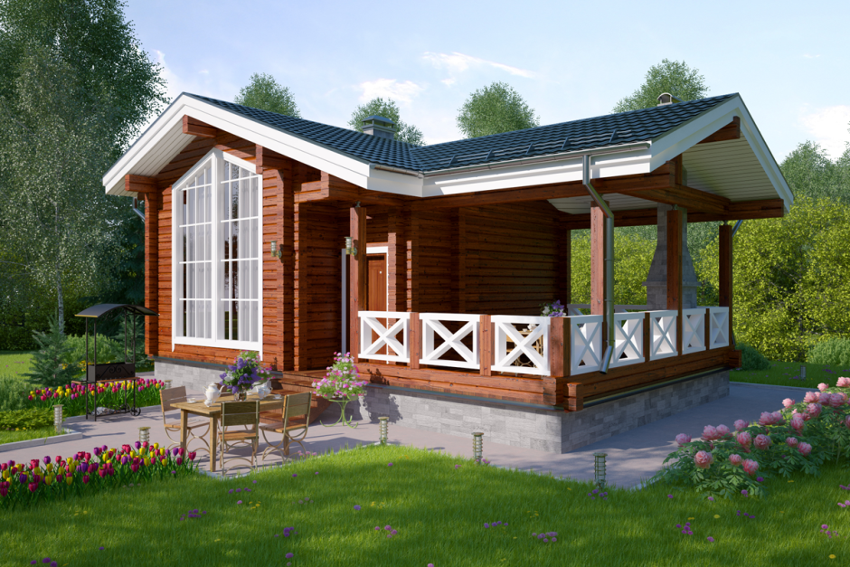 Баня с верандой под одной крышей 6на5