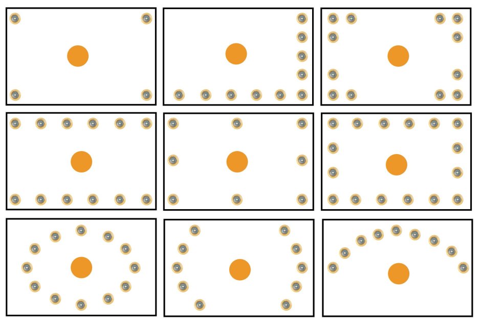 Схемы расположения точечных светильников на натяжном потолке