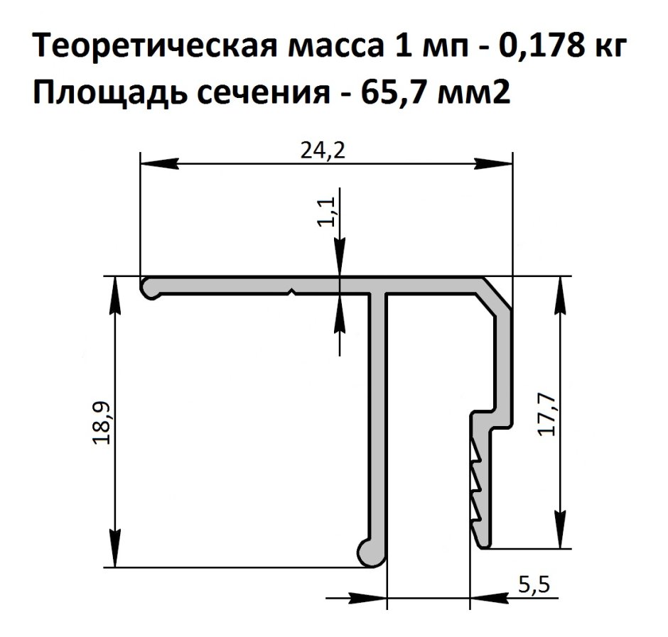 Алюминиевый багет для натяжных потолков Размеры