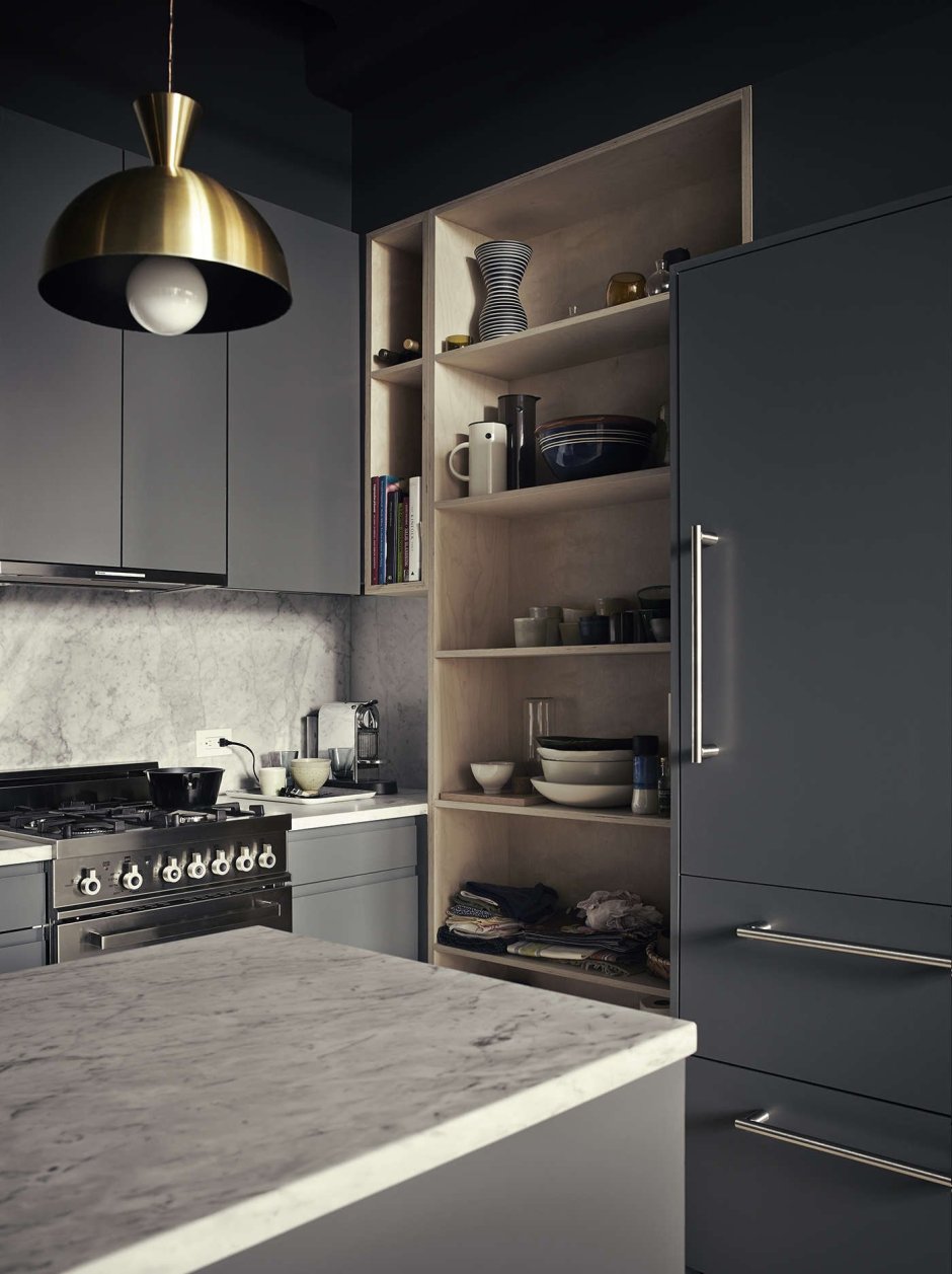 Кухня серая дизайн лофт