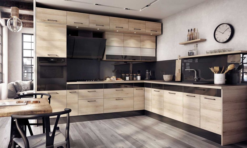 Кухня под дерево в современном стиле