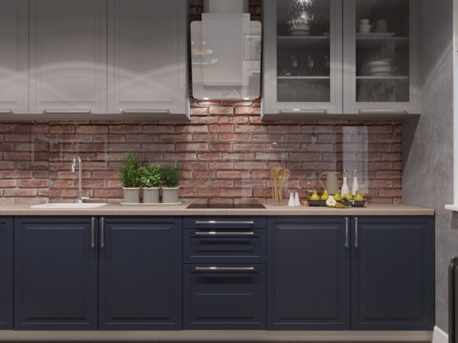 Серая кухня лофт