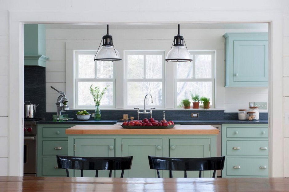 Кухни мятного цвета в современном стиле