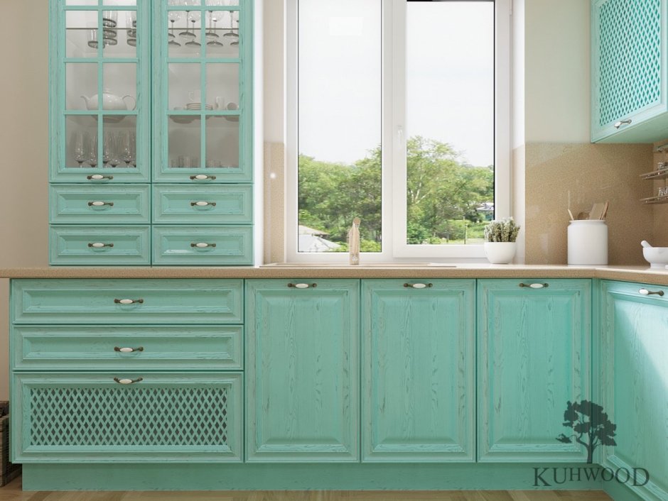 Кухонный гарнитур мятного цвета