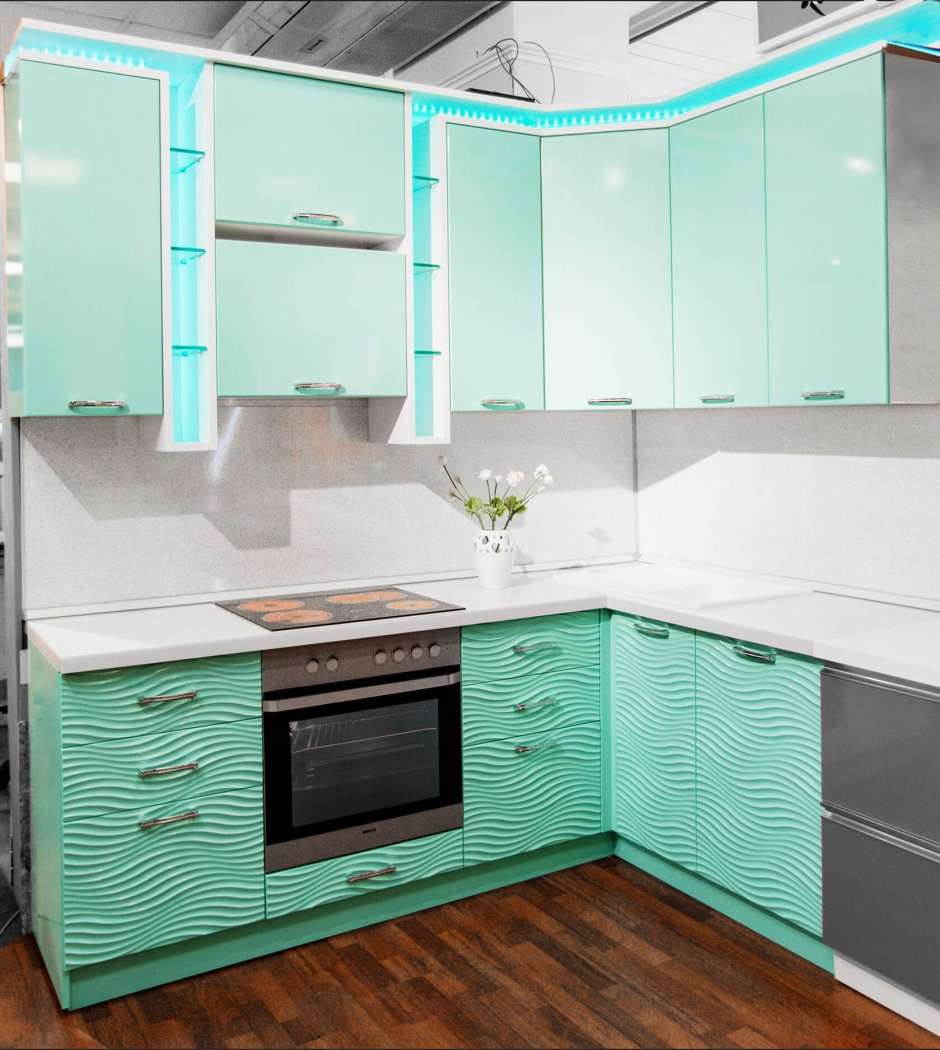Кухня Тиффани Мебельторг бирюзовая