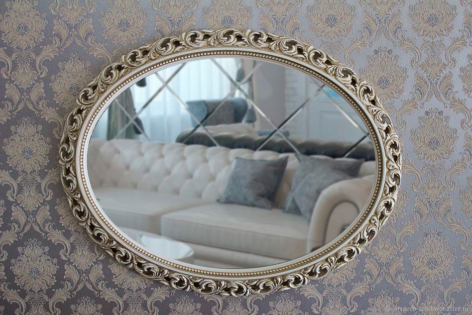Зеркало овальное в серебряной раме Bellagio "Миртл"
