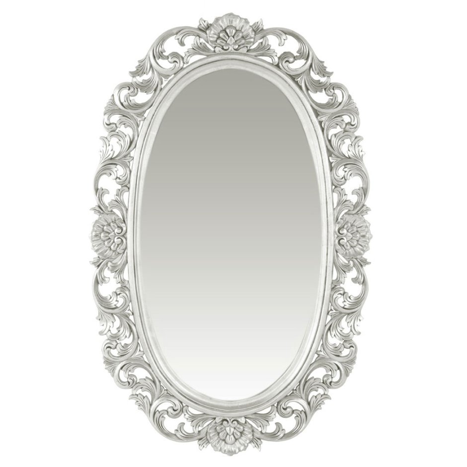 Зеркало овальное в белой раме