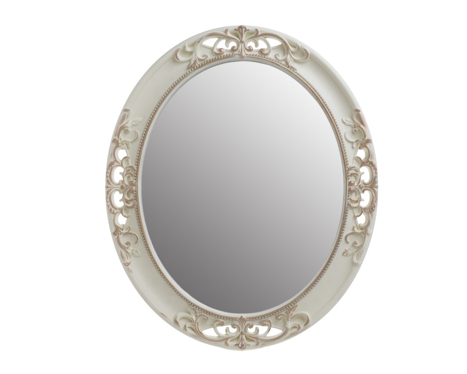 Зеркало овальное настенное молочное с резьбой Patricu