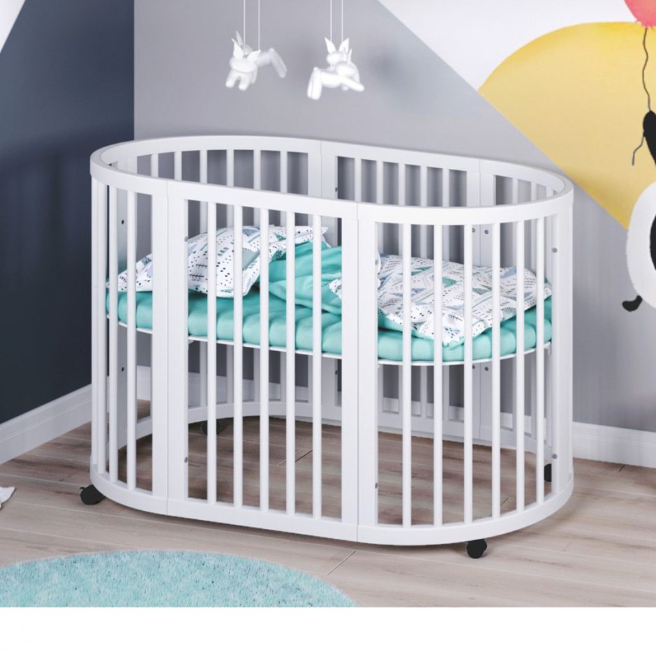 Кроватка овальная трансформер 7 в 1