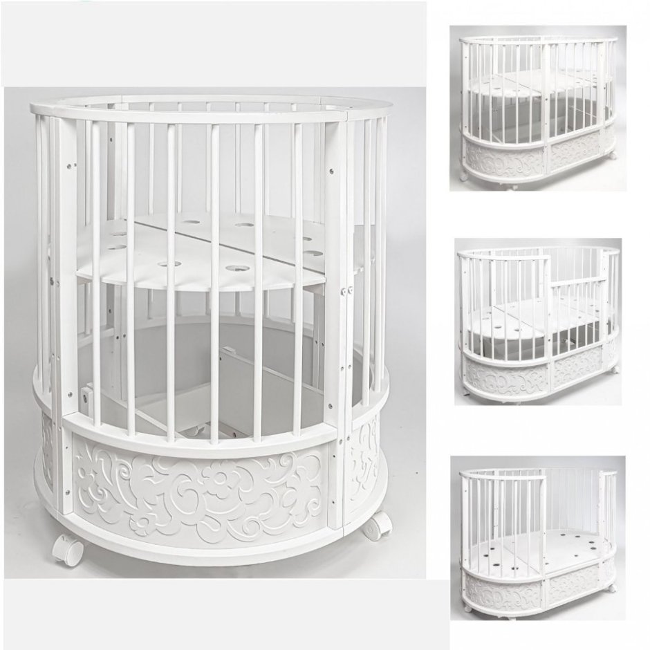 Кровать детская овальная с маятником "Eva" декор Арабески