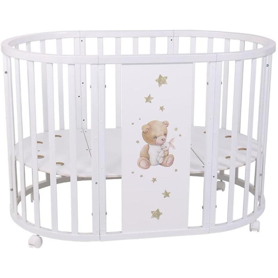 Кроватка трансформер Топотушки Селена 7 в 1 овальная (принт лучик)