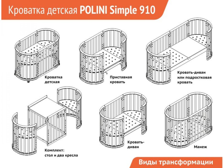 Кроватка Polini simple 910