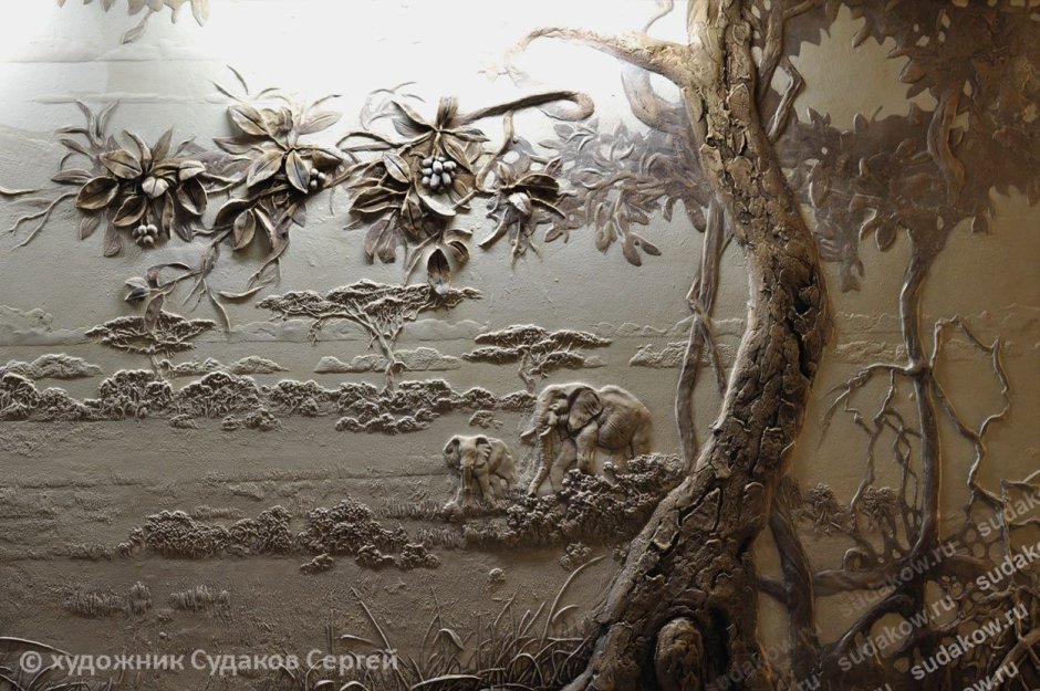 Объемная штукатурка на стене