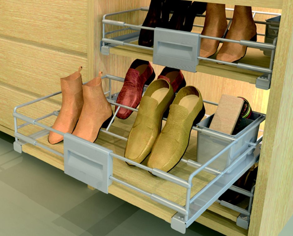 Полки выдвижные для обуви на направляющих