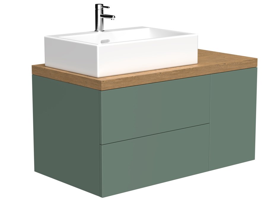 Тумба под раковину, зеленая с белой столешницей Plain 480-1