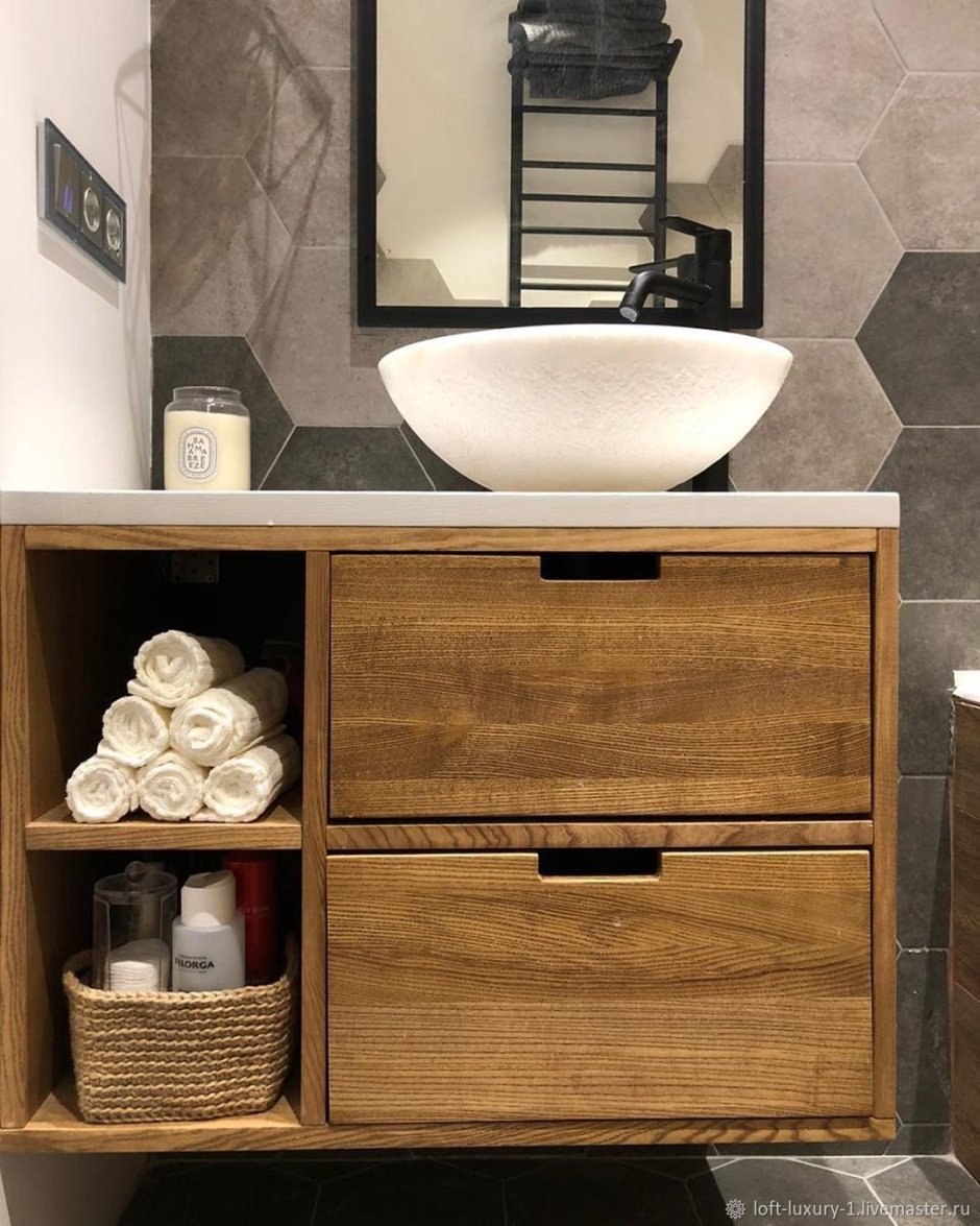 Лофт тумба под раковину подвесная 55