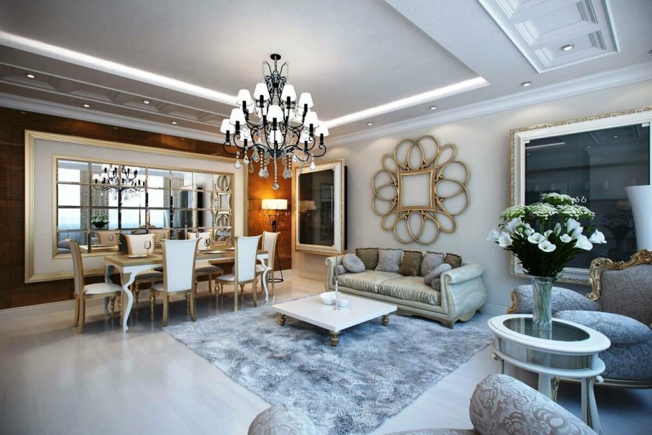 Двухсветная гостиная в стиле Неоклассика