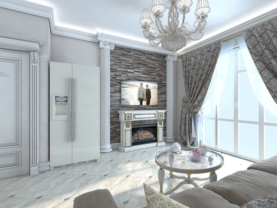 Белый камин Неоклассика Неоклассика