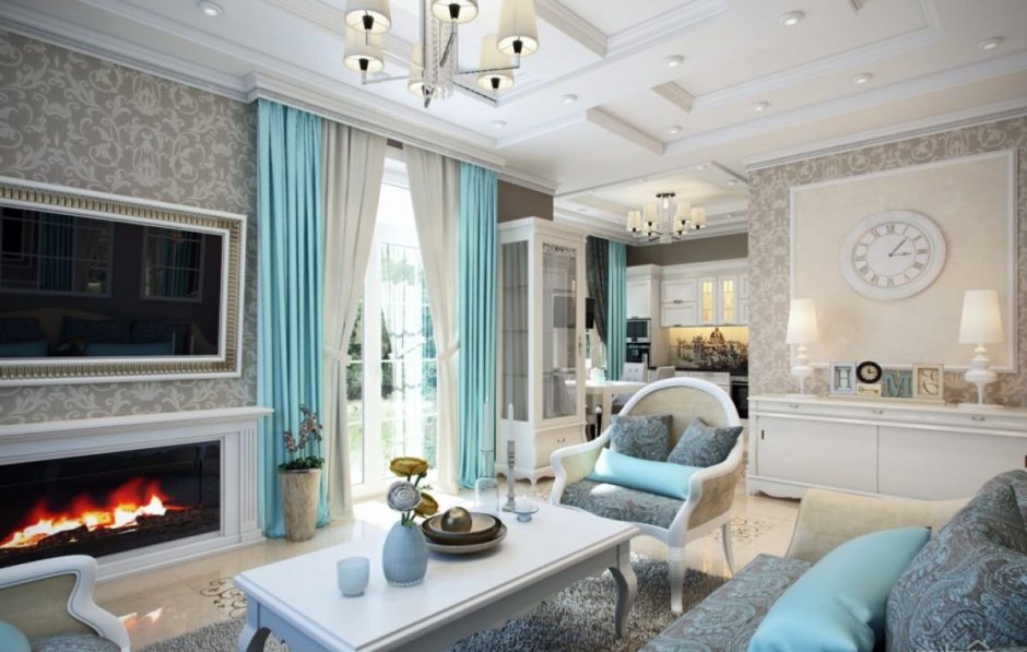 Двухсветная гостиная в стиле Неоклассика