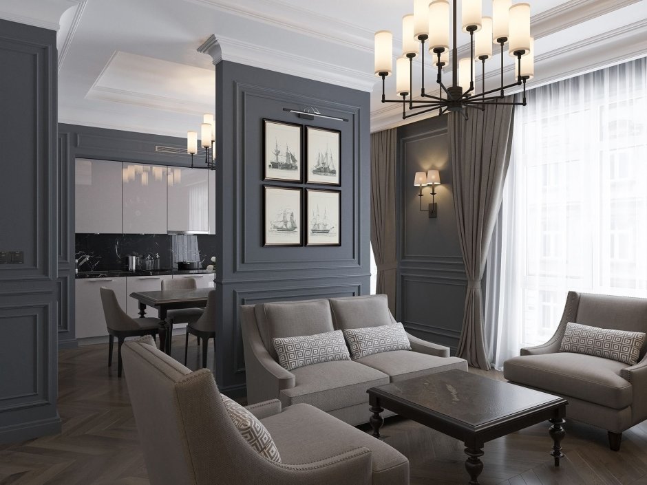 Гостиная американская Неоклассика