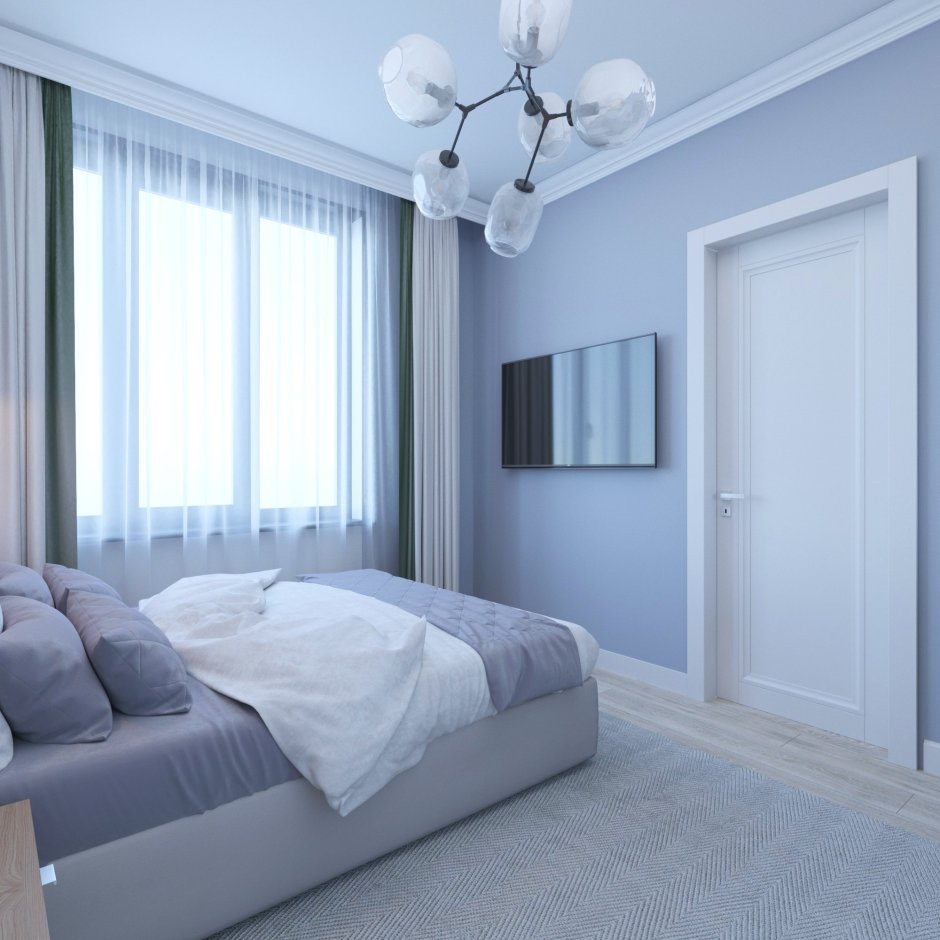 Спальня в голубых тонах
