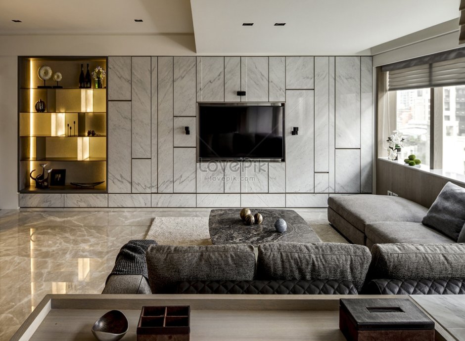 Гостиная в стиле брутализм