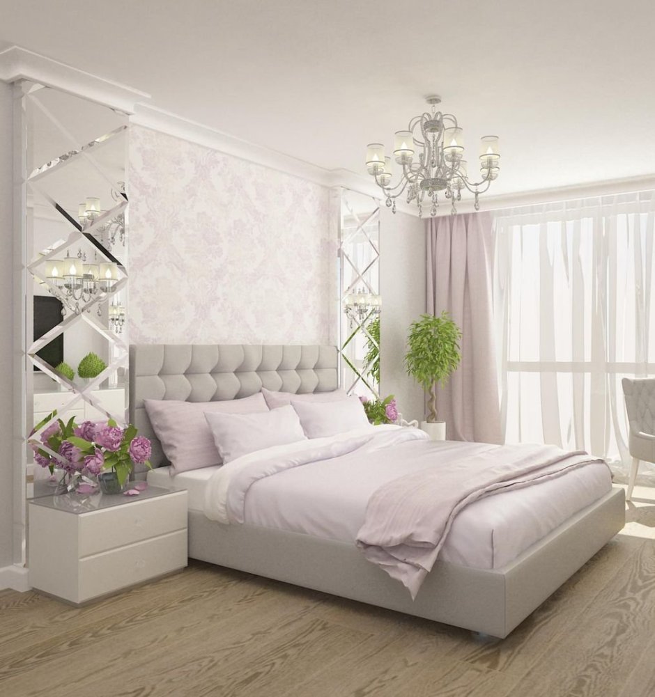Спальня в нежных тонах в современном стиле