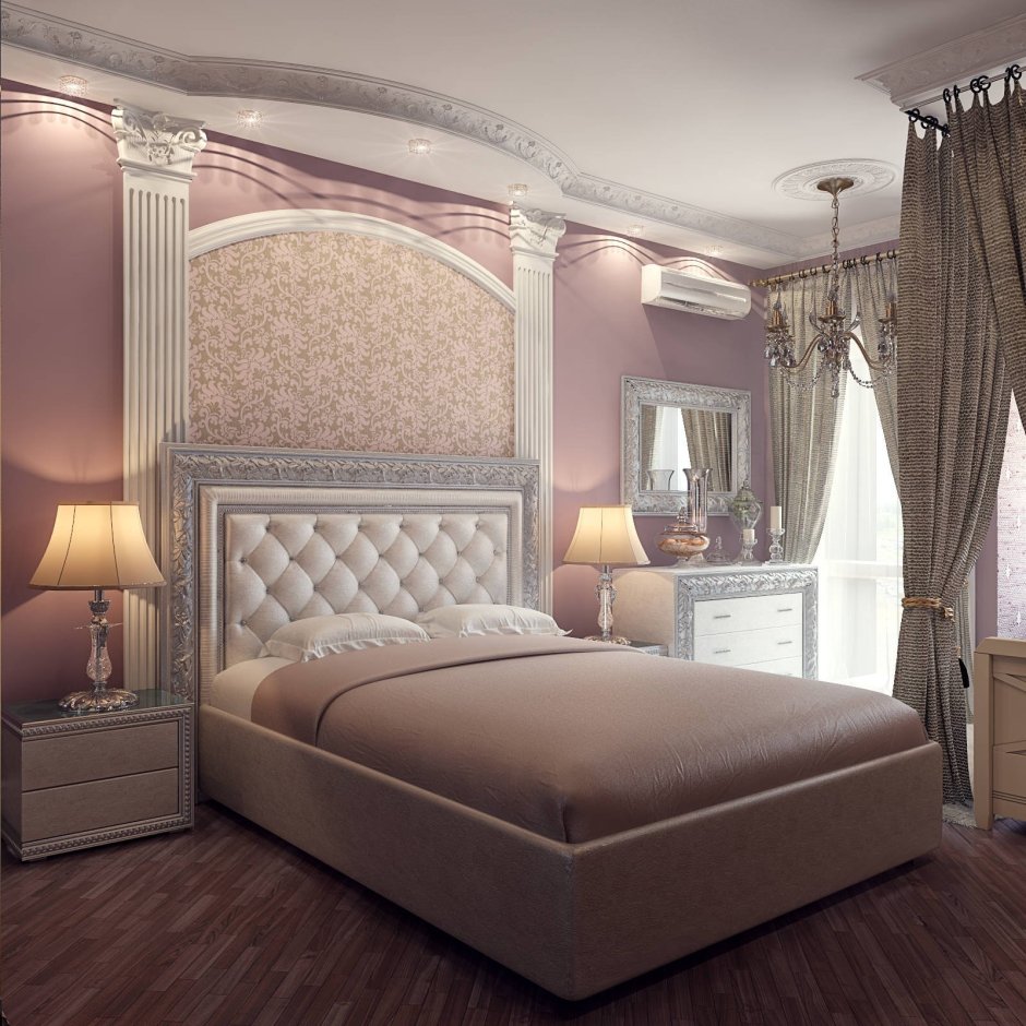 Спальня в пастельных тонах классика