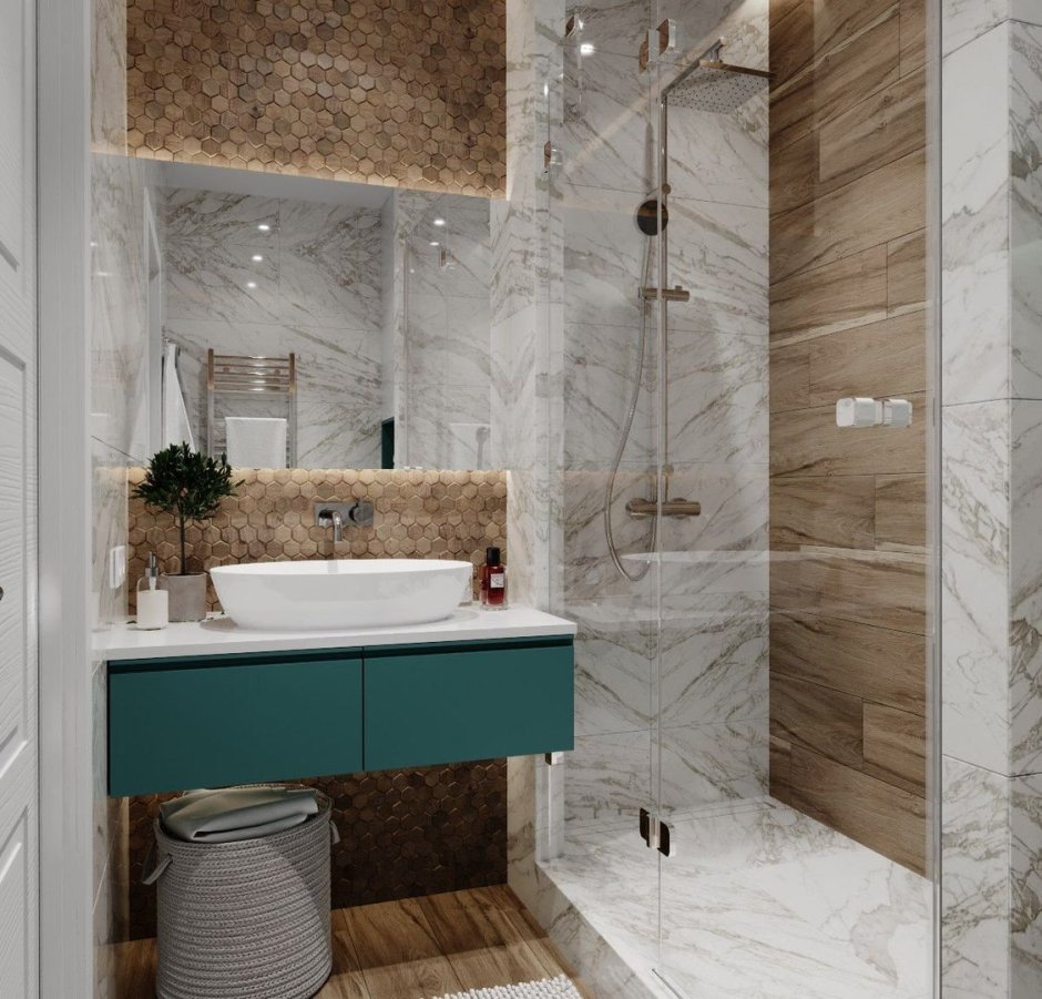 Ванная плитка под дерево и мрамор