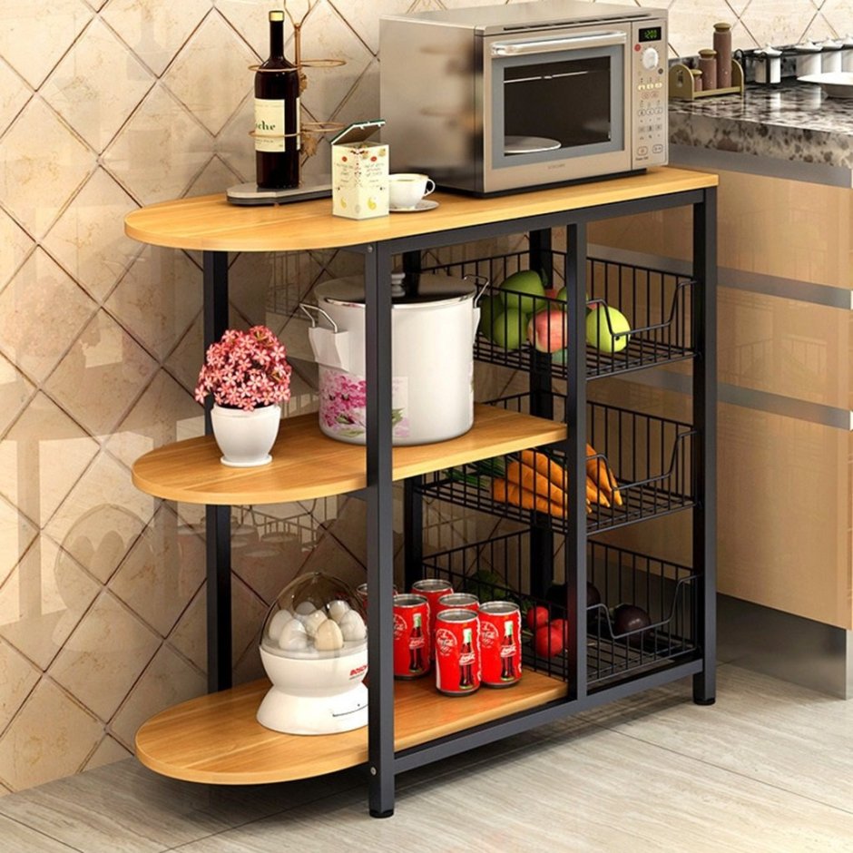 Открытые этажерки на кухне