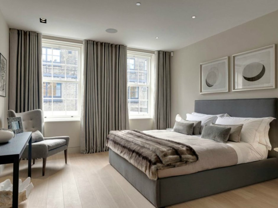 Ярко бежевый тон спальни