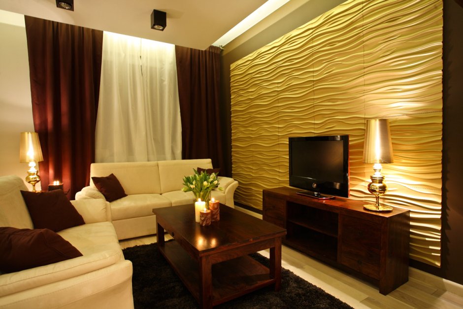 Отделка стен в гостиной