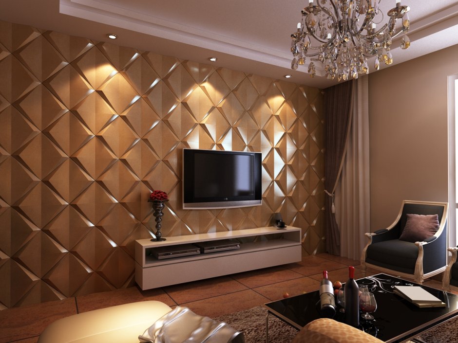 3д панели в гостиной