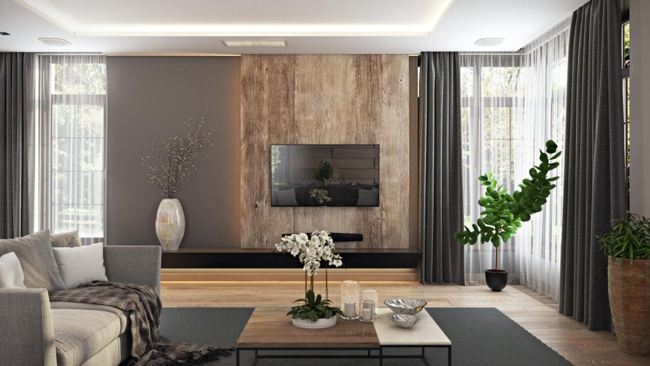 Стеновые панели в интерьере современной гостиной