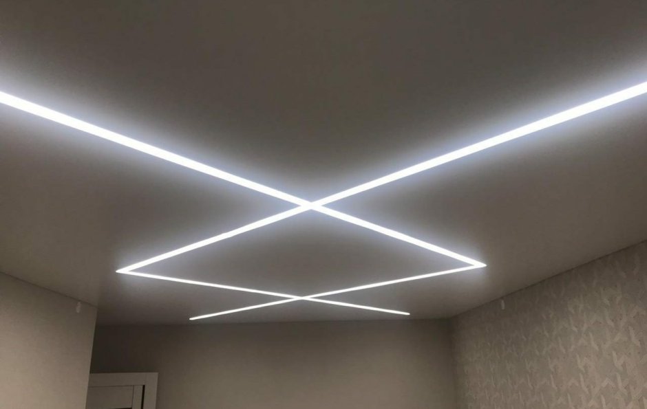 Светодиодные линии на натяжном потолке