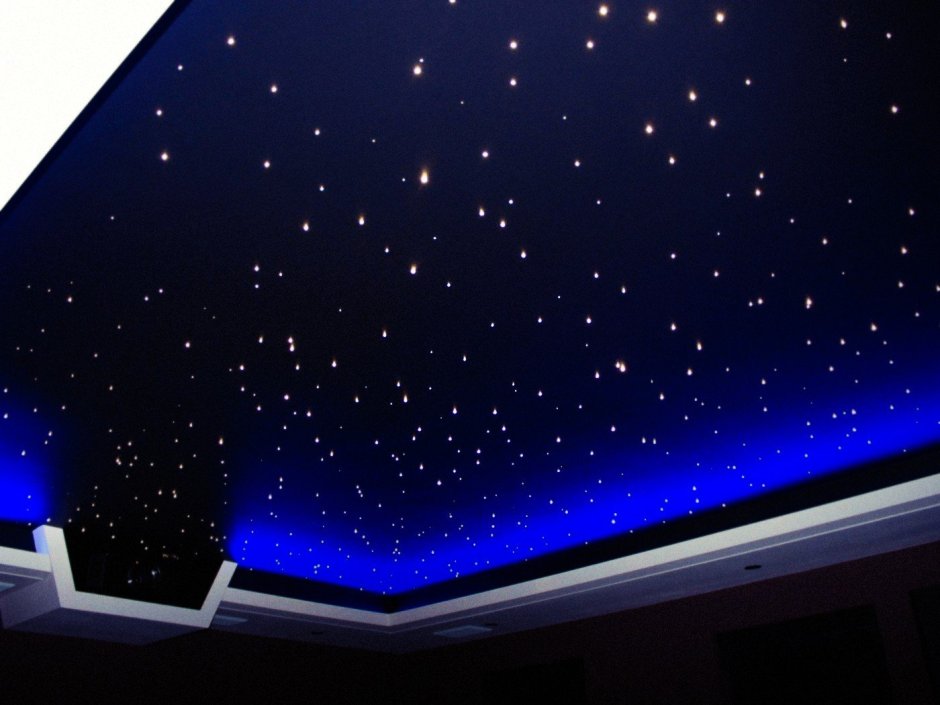 Черный натяжной потолок звездное небо