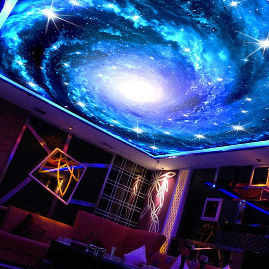 Натяжной потолок космос с подсветкой