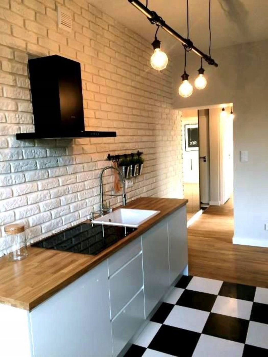 Декоративный кирпич в интерьере кухни