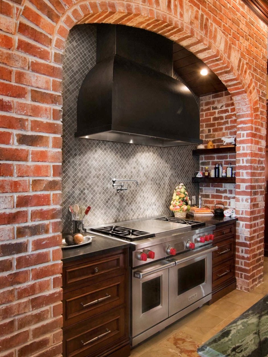 Интерьер кухни в кирпичном стиле