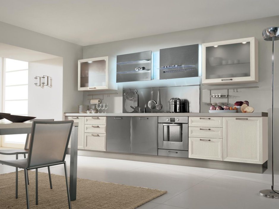 Кухонный гарнитур серого цвета