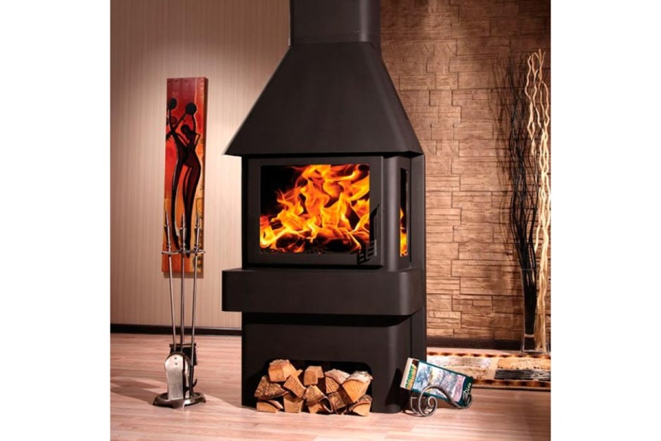 Печь-камин Бавария три стекла черная рк031