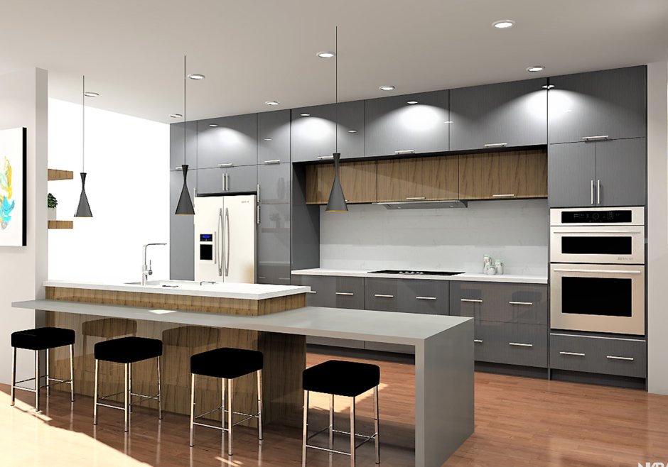 Кухня многоуровневая современная