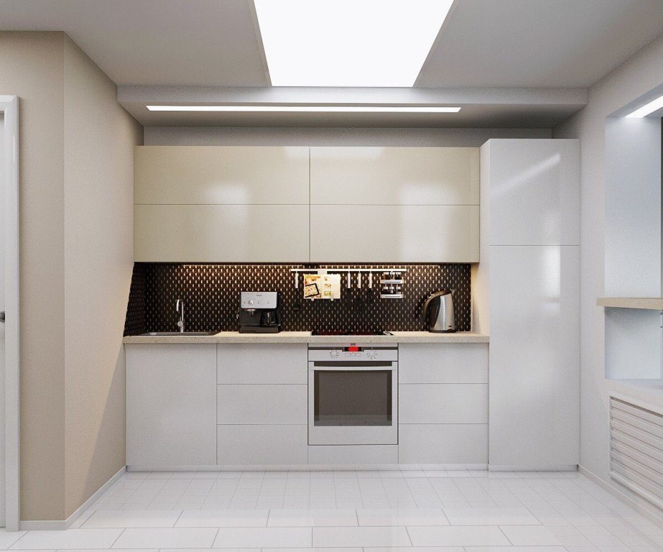 Прямая кухня 3 метра с холодильником