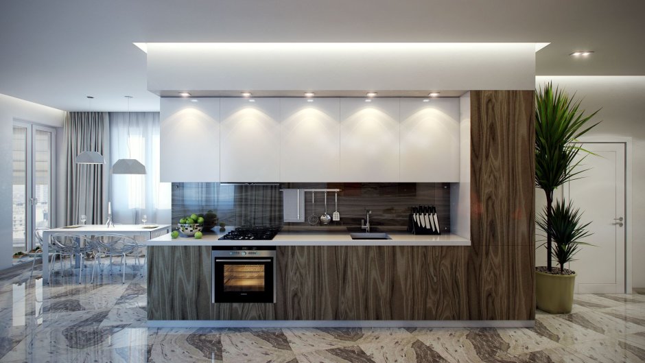 Прямые кухни в интерьере