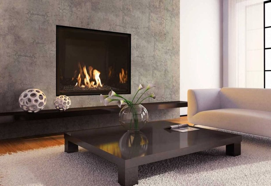 Камин на стену плоский